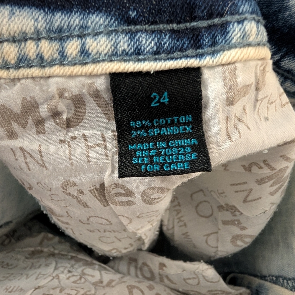 # 8 - twenty-one black Jeans Stylish Distressed Blue Jeans With Bling Buttons - Picture 3 of 10